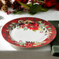 Grace Teaware Poinsettia Pine Cone Fine Porcelain Dinner Plate