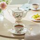 Spring Flowers with Hummingbird Fine Porcelain Latte Cups 5-Piece Tea Set