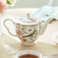 Spring Flowers with Hummingbird Fine Porcelain Latte Cups 5-Piece Tea Set