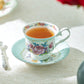 Gracie Bone China Marie Rose Mint Green Bone China Tea Cup and Saucer