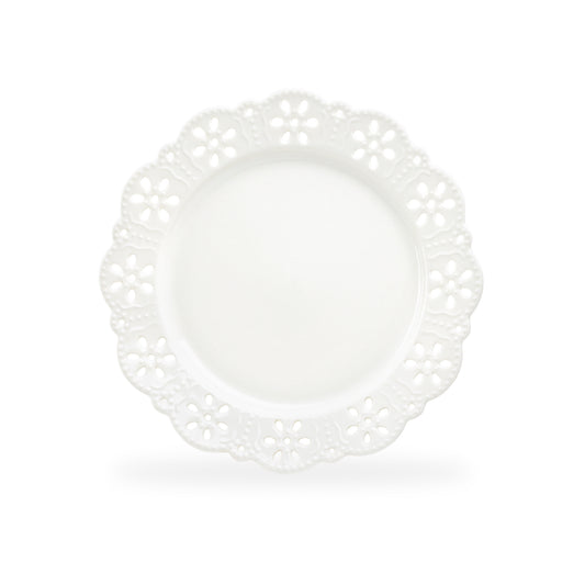 White Lace Blossom Fine Porcelain Dessert Plate
