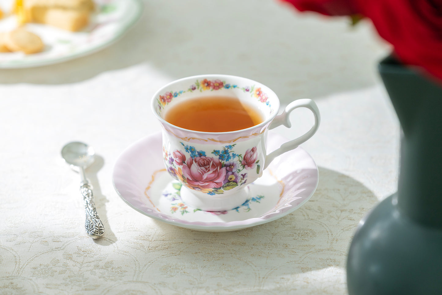 Gracie Bone China Marie Rose Pink Bone China Tea Cup and Saucer