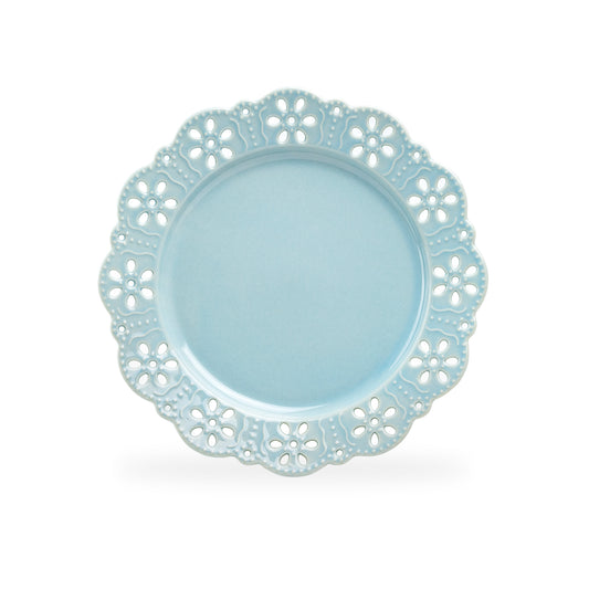 Blue Lace Blossom Fine Porcelain Dessert Plate