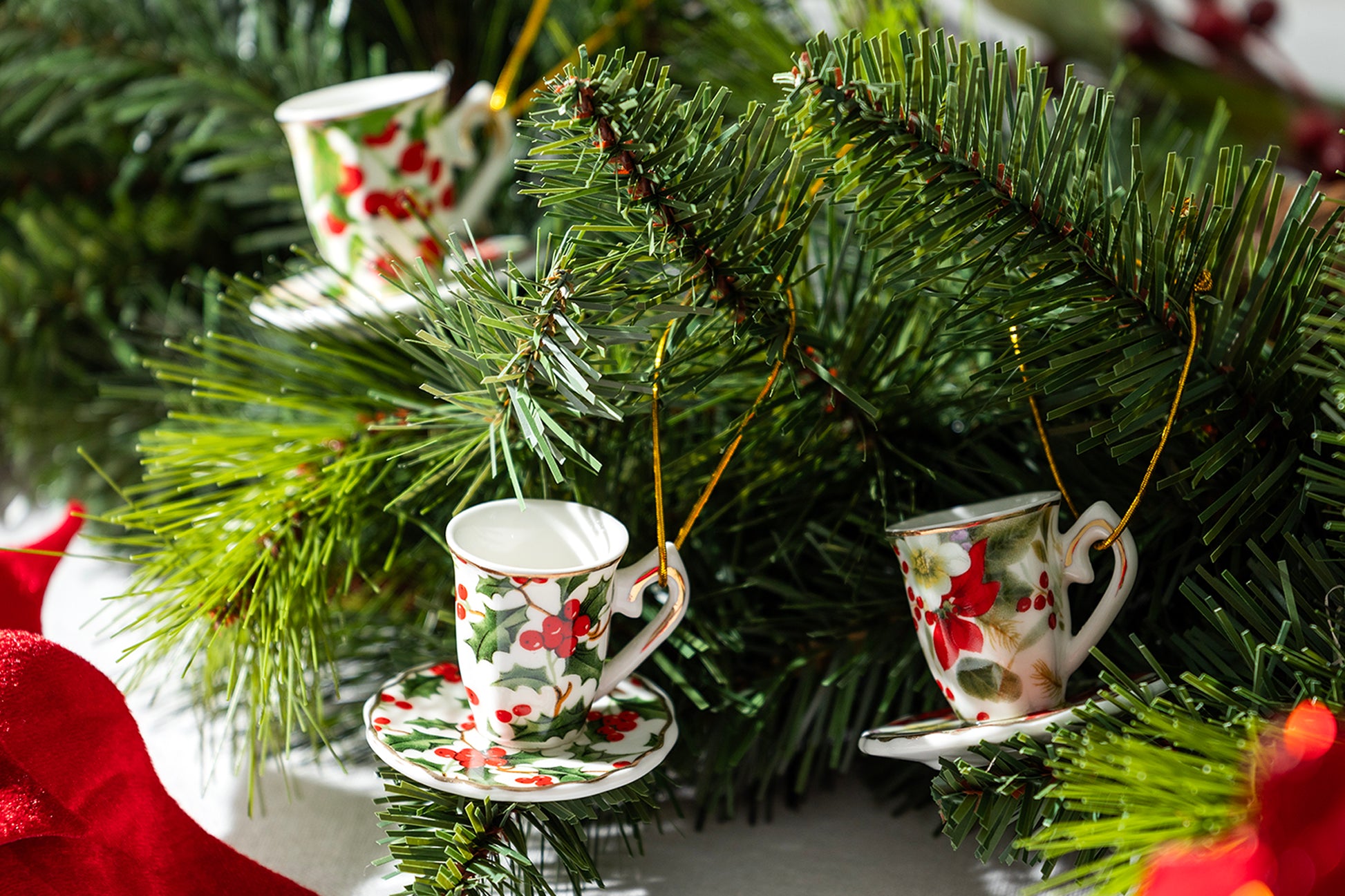 Grace Teaware Assorted Mini Teacups Ornament Set of 6 Christmas Tree Ornament