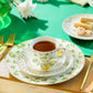 Shamrock Fine Porcelain Tea Cup and Saucer with Pierced Design