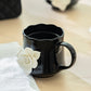 Black & White Sculpted Rose Fine Porcelain Mug Set of 2
