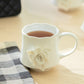 White Sculpted Rose Fine Porcelain Mug Set of 2