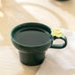 Emerald Green Yellow Sculpted Rose Fine Porcelain Mug Set of 2