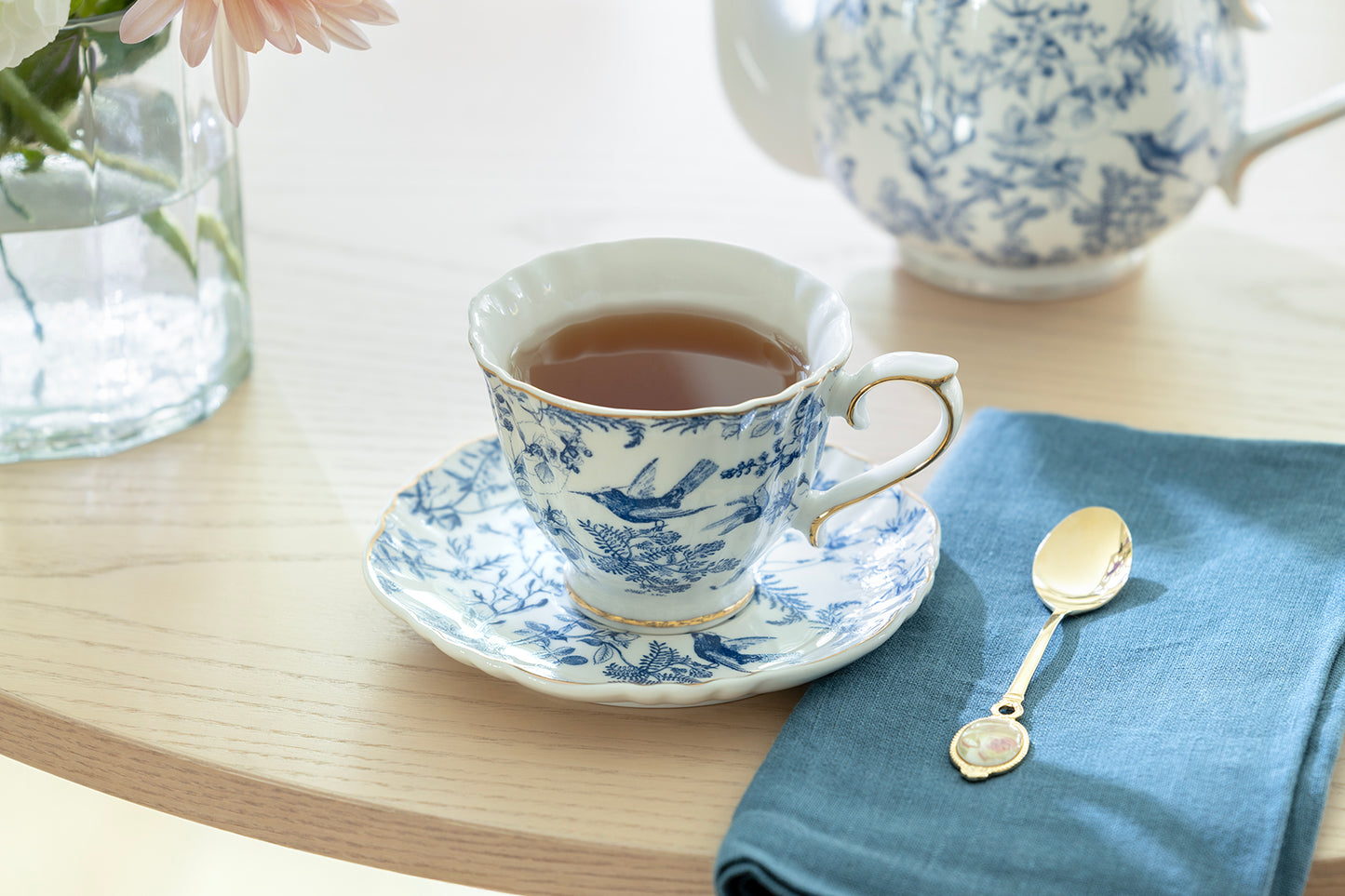 Blue Bird Toile Fine Porcelain Tea Set