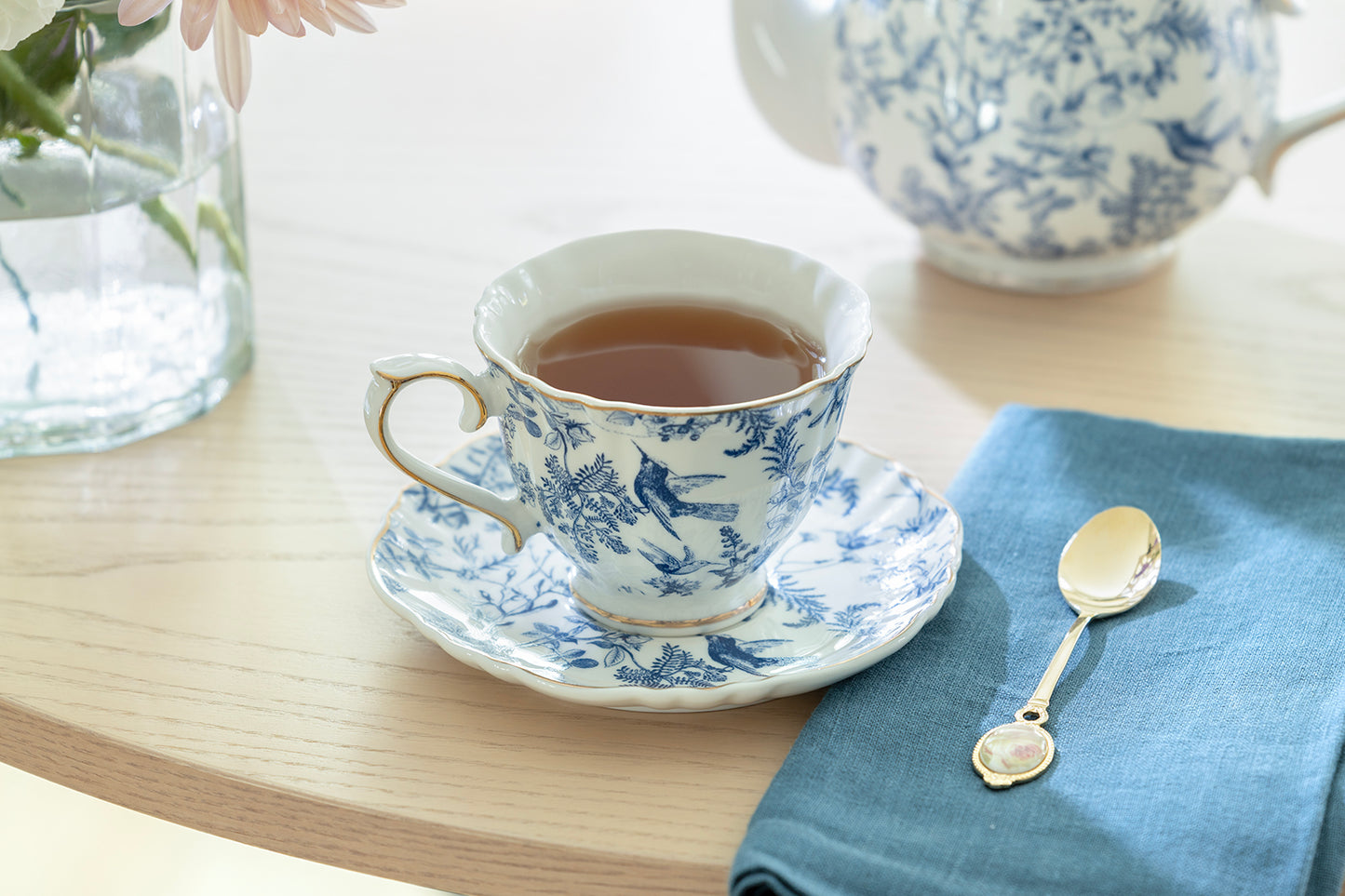 Blue Bird Toile Fine Porcelain Tea Set