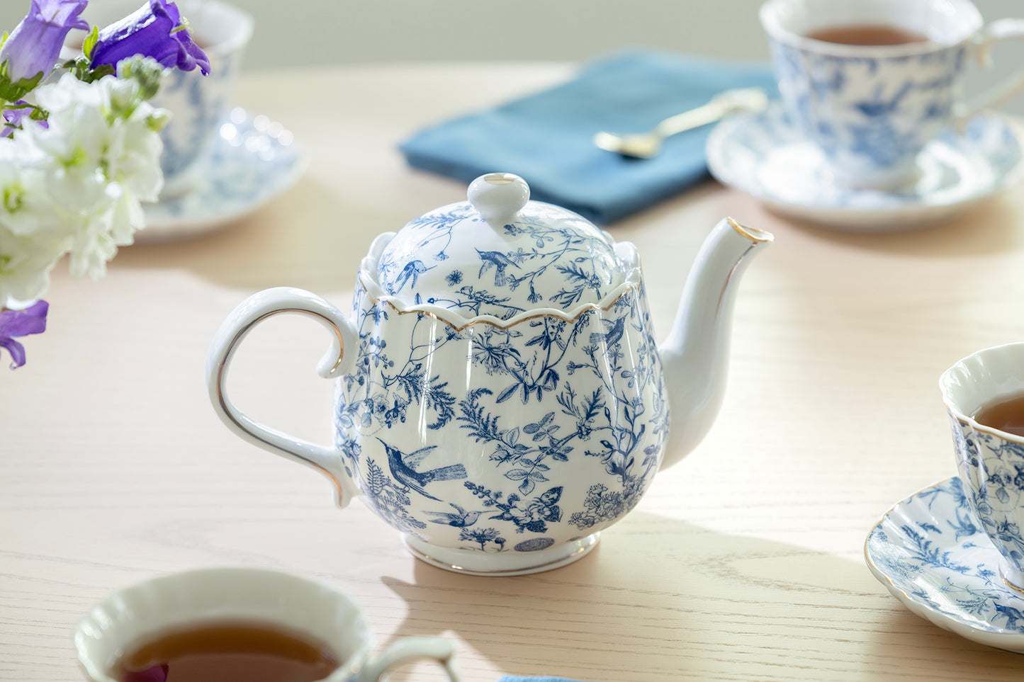 Blue Bird Toile Fine Porcelain Tea Set