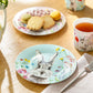 7.5" Flower Bunny Bone China Dessert Plate