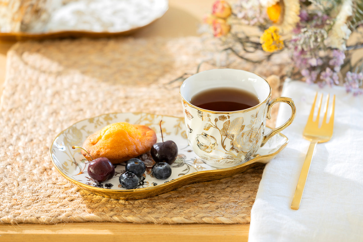 Golden Rose Fine Porcelain Tea Snack Set