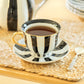 Black Carousel Stripes Fine Porcelain Cup and Saucer - 10oz