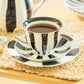 Black Carousel Stripes Fine Porcelain Cup and Saucer - 10oz