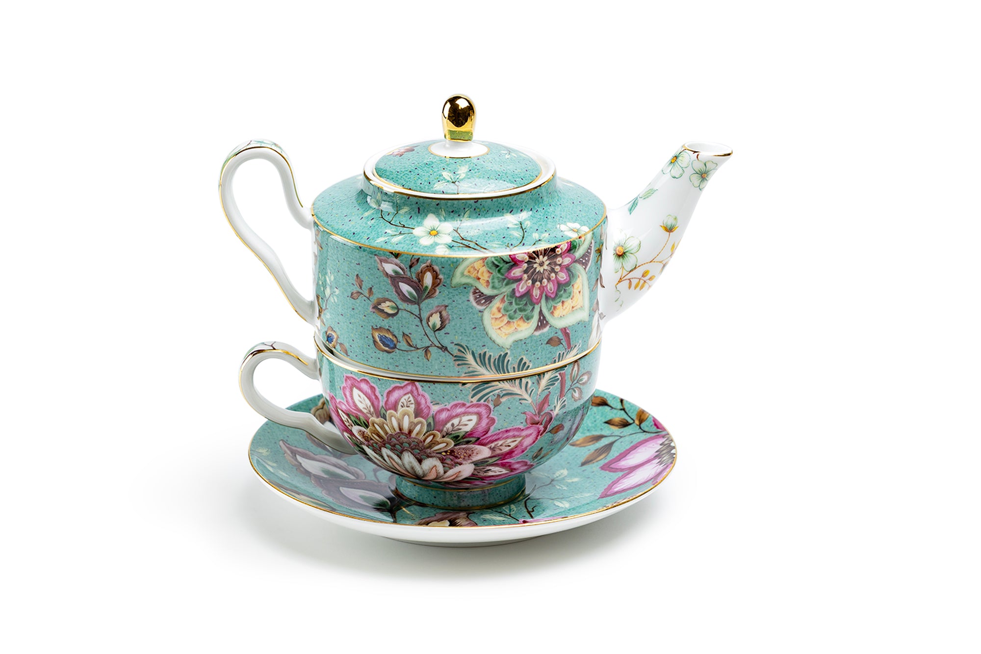 Grace Teaware Peacock Lotus Garden Tea Set - Thumbnail 5