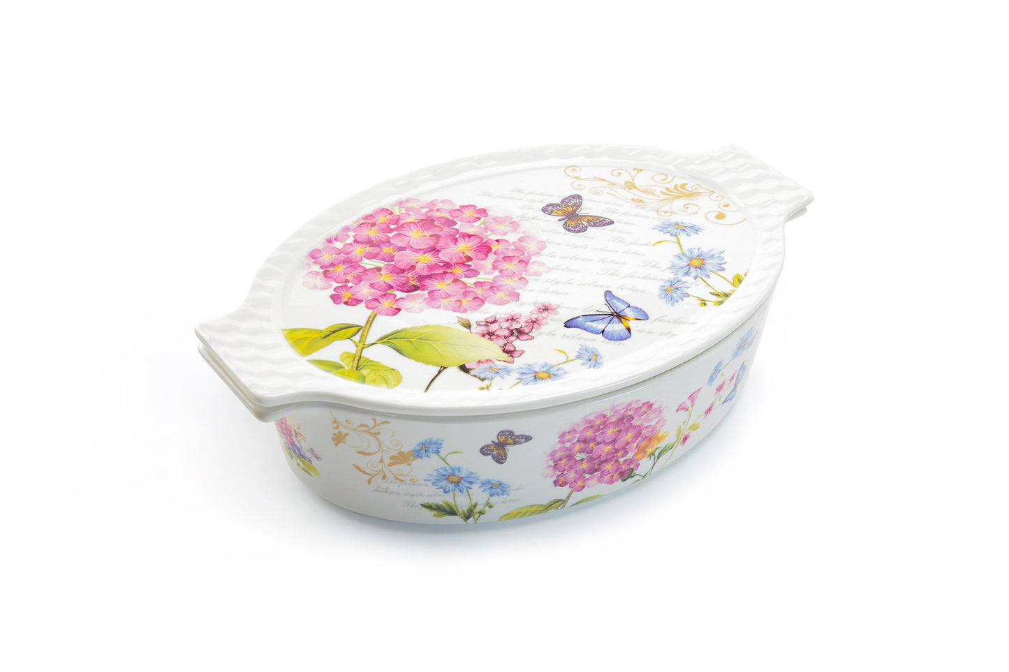 Grace Pantry 12" Hydrangea Butterfly 1.4 qt. Oval Casserole