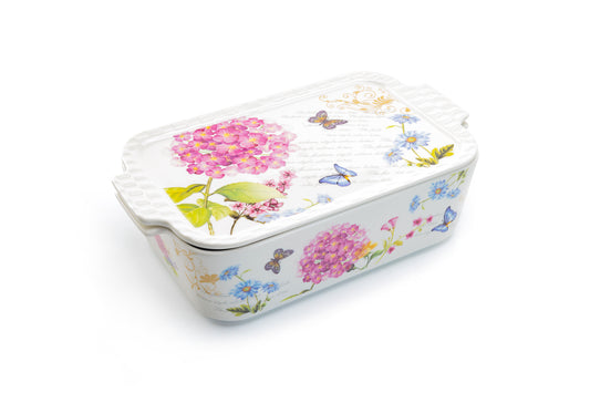 Grace Pantry 12" Hydrangea Butterfly 2 qt. Rectangular Casserole