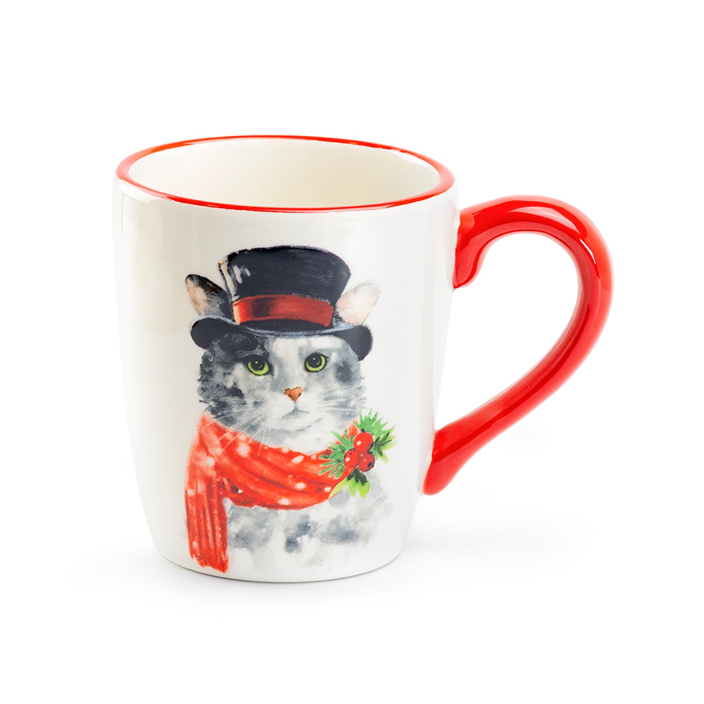 Grace Fine Ceramic Merry Christmas Cat Coffee Mug