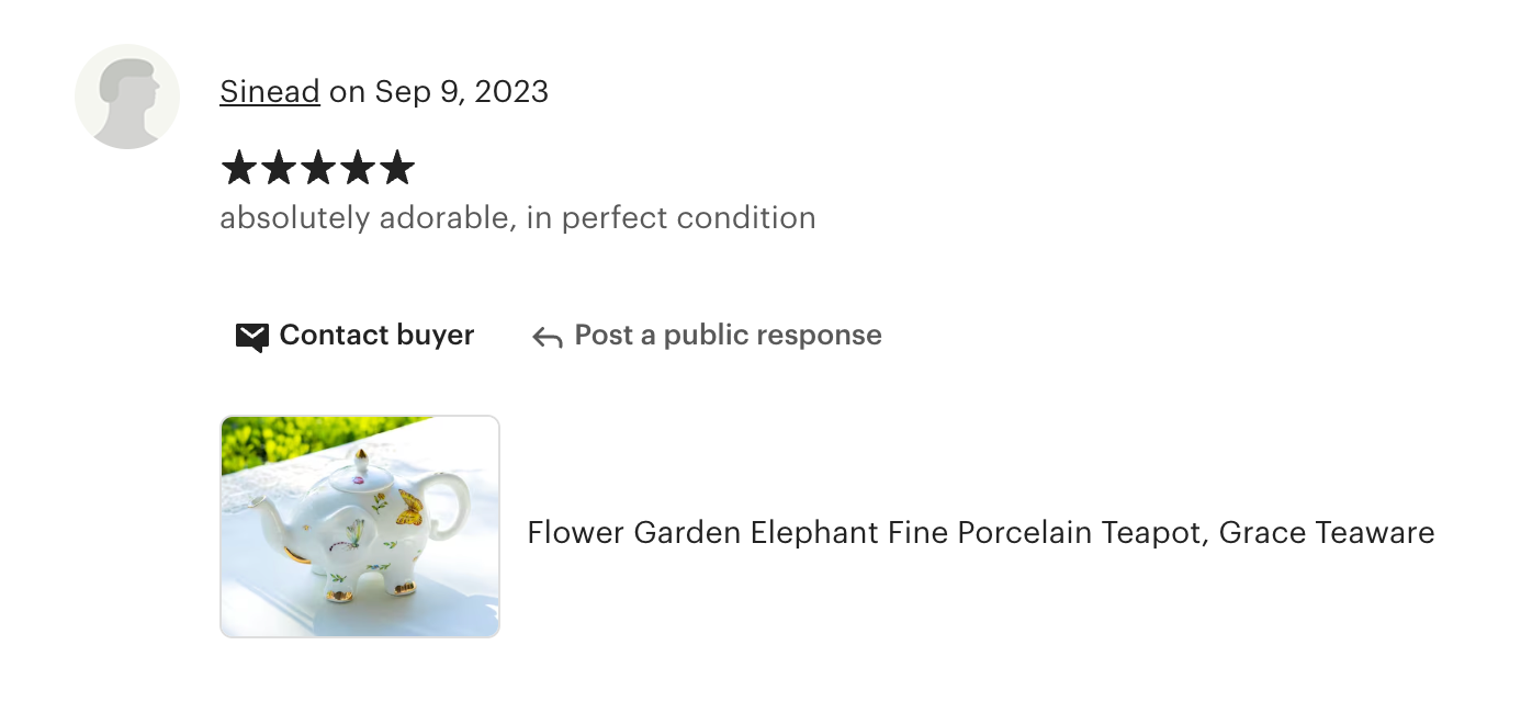 Summer Garden Elephant Fine Porcelain Teapot