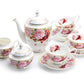 Stechcol Gracie Bone China Peony and Strawberry Bone China 11-Piece Tea Set