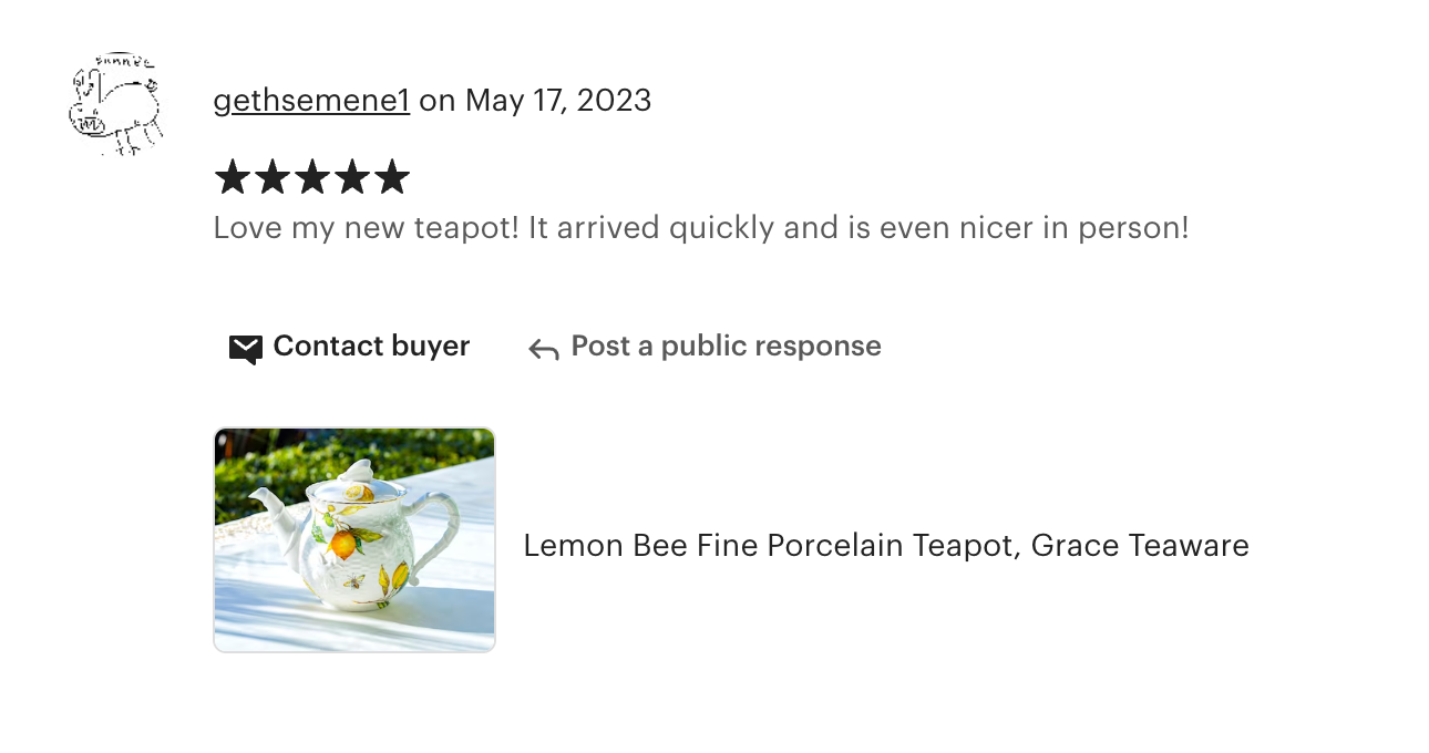 Lemon Bee Fine Porcelain Teapot