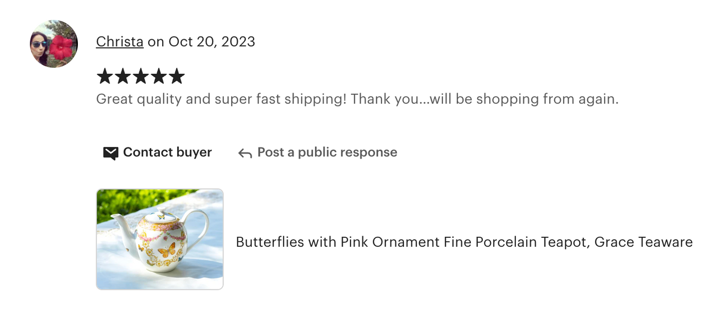 Butterflies with Pink Ornament Fine Porcelain Teapot