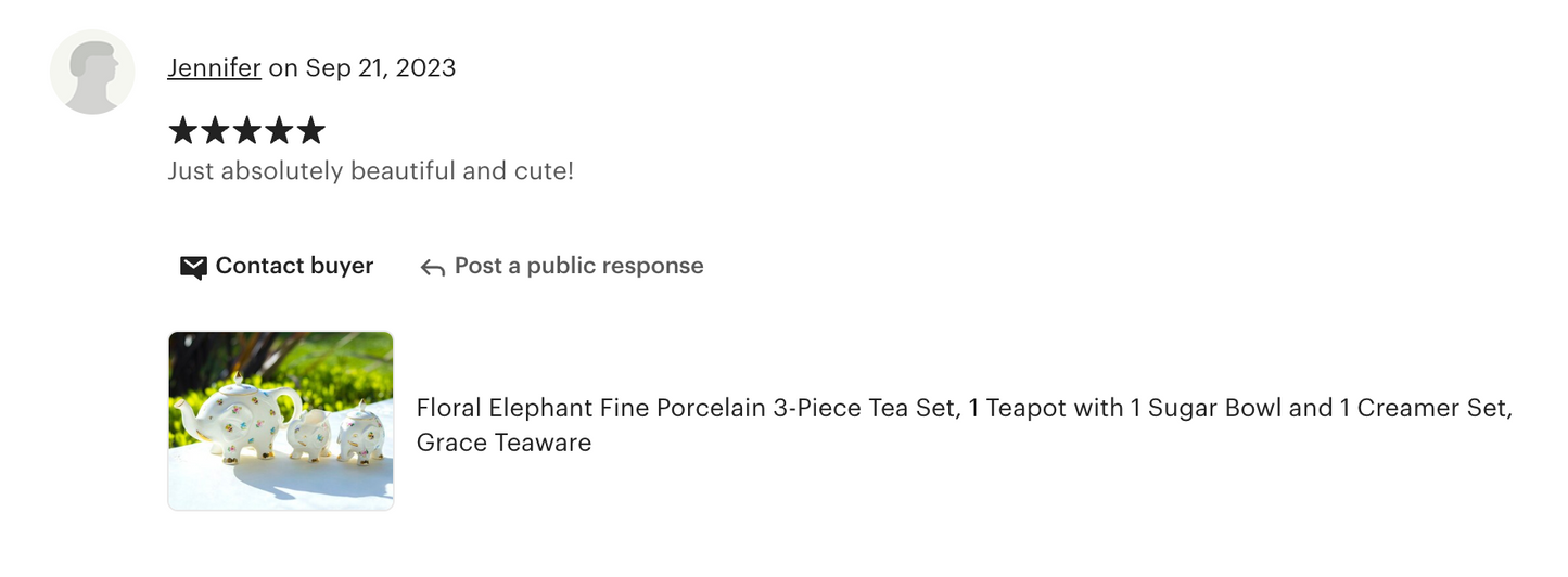 Floral Elephant Fine Porcelain Tea Set