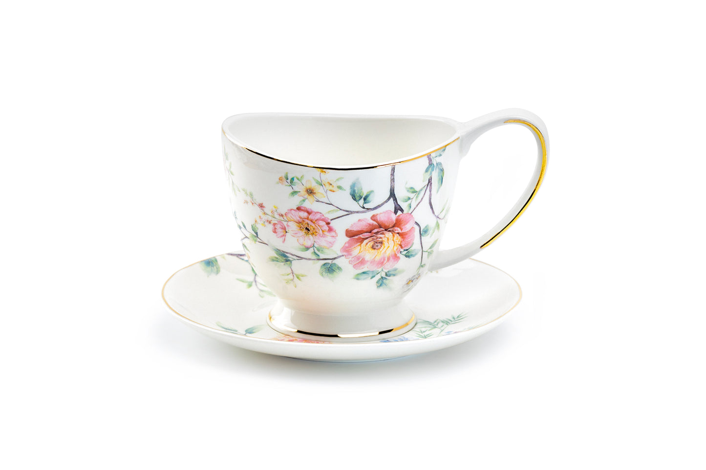 Pink Camellia Fine Porcelain Tea Cup and Saucer