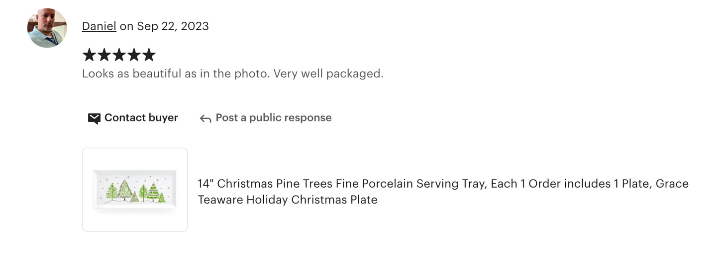 14" Christmas Pine Trees Fine Porcelain Serving Tray
