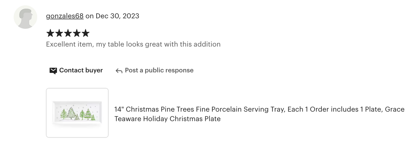 14" Christmas Pine Trees Fine Porcelain Serving Tray