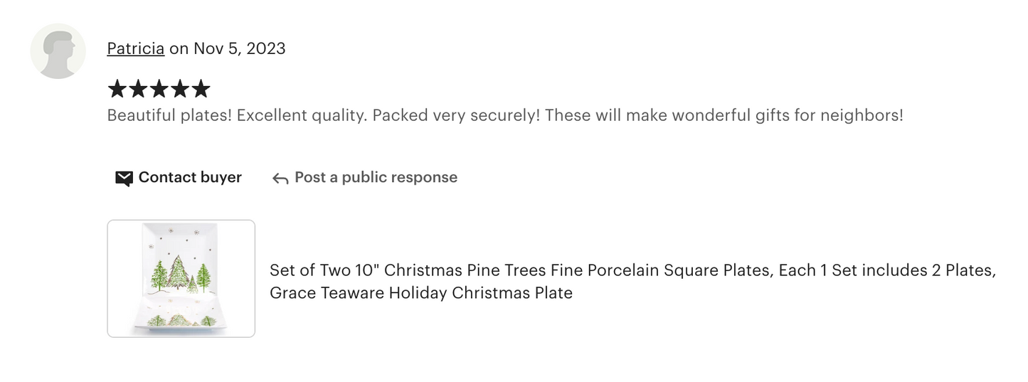 Christmas Pine Trees Fine Porcelain Square Plate