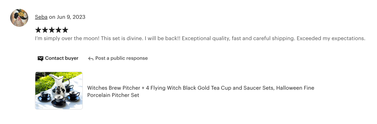 Witches Brew Pitcher + 4 Flying Witch Tea Cup and Saucer Sets