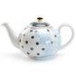 Dark Gray Dots with Blue Toile Fine Porcelain Teapot