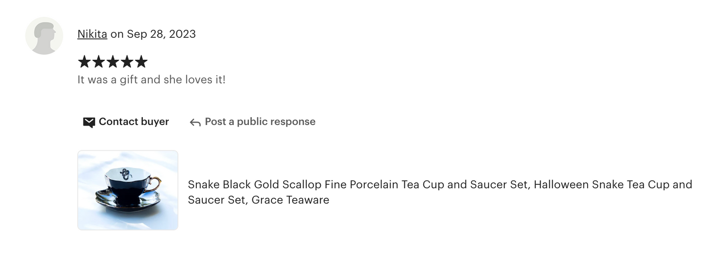 Snake Black Gold Tea Cup and Saucer