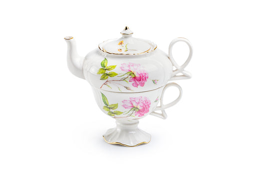 Rose Elegance Fine Porcelain Tea For One Set