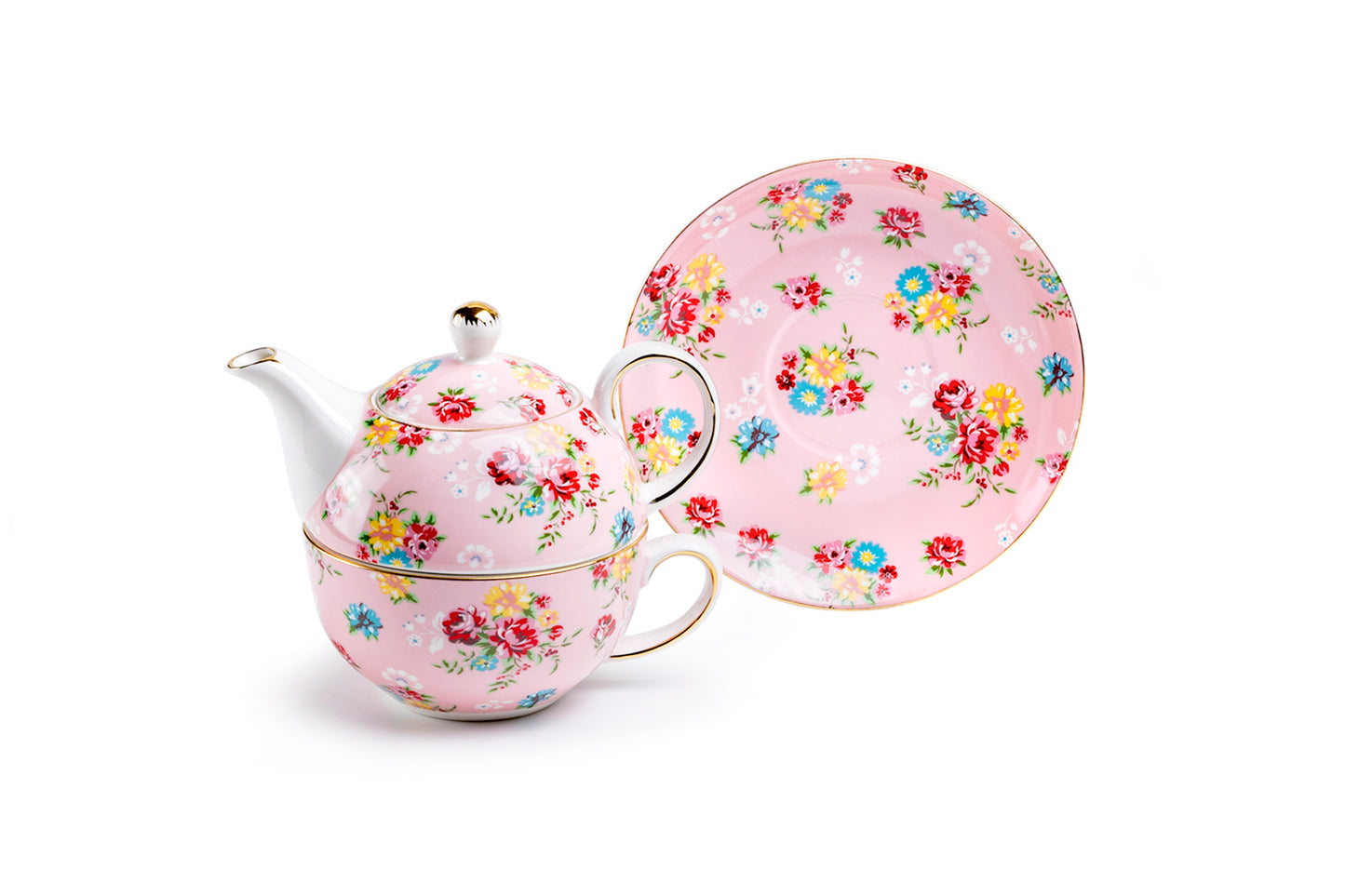 Pink Shabby Rose Fine Porcelain Tea For One Set