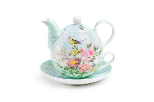 Robin's Rose Garden Fine Porcelain Tea For One Set