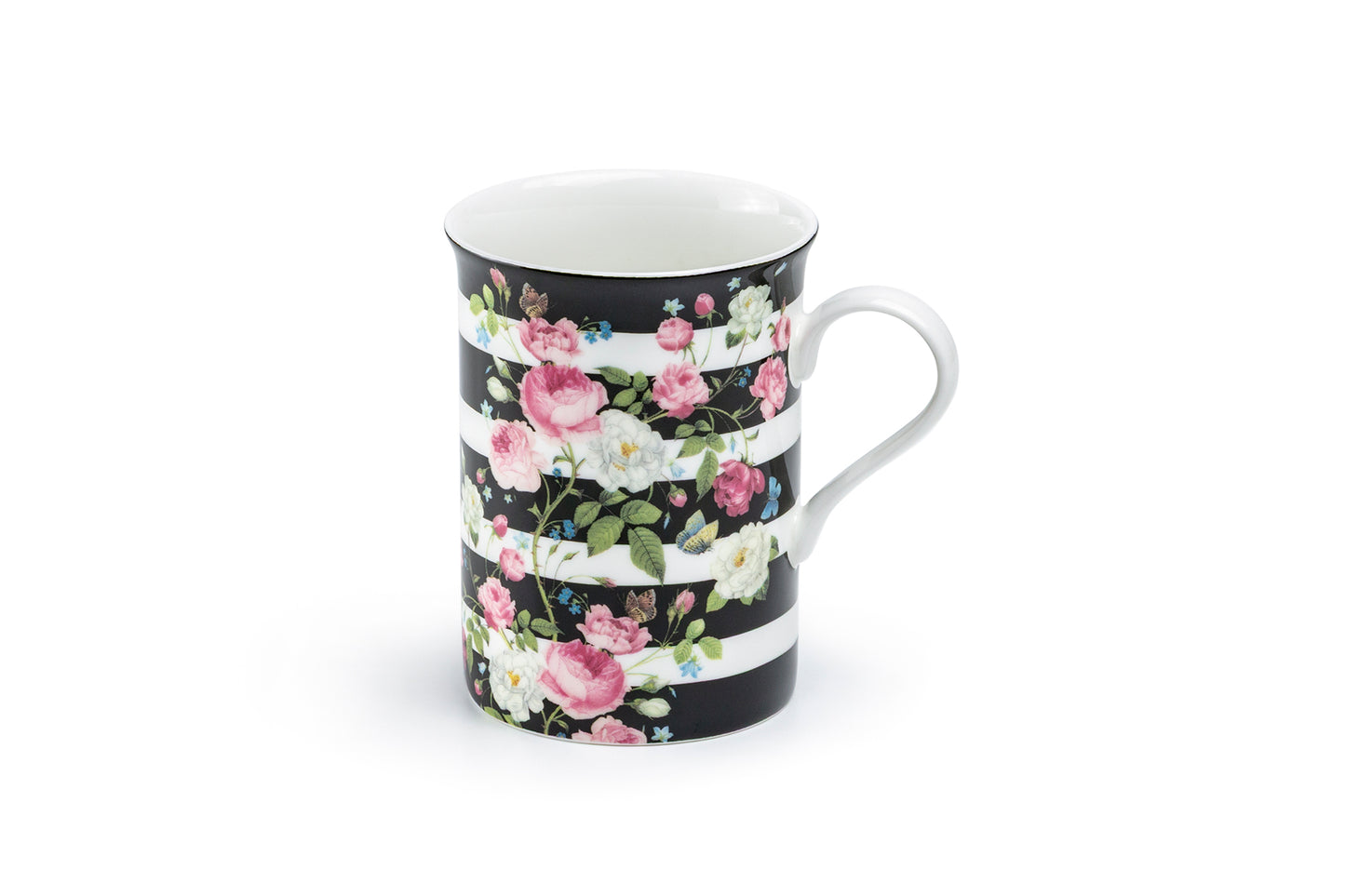 Floral Harmony Stripe Bone China Mug