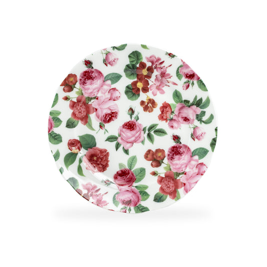7.5" Pink Cabbage Roses Bone China Dessert Plate