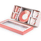 Grace Teaware Red Josephine Stripes and Dots 3oz Espresso Cups and Saucers with Gift Box