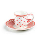 Gift Boxed Red Josephine Stripes and Dots 2oz Demitasse Cups and Saucers