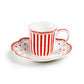 Gift Boxed Red Josephine Stripes and Dots 2oz Demitasse Cups and Saucers