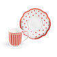 Gift Boxed Red Josephine Stripes and Dots 2oz Demitasse Cups and Saucers