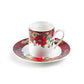 Poinsettia Pine Cone 3oz Demitasse Cups and Saucers with Gift Box