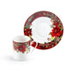 Poinsettia Pine Cone 3oz Demitasse Cups and Saucers with Gift Box