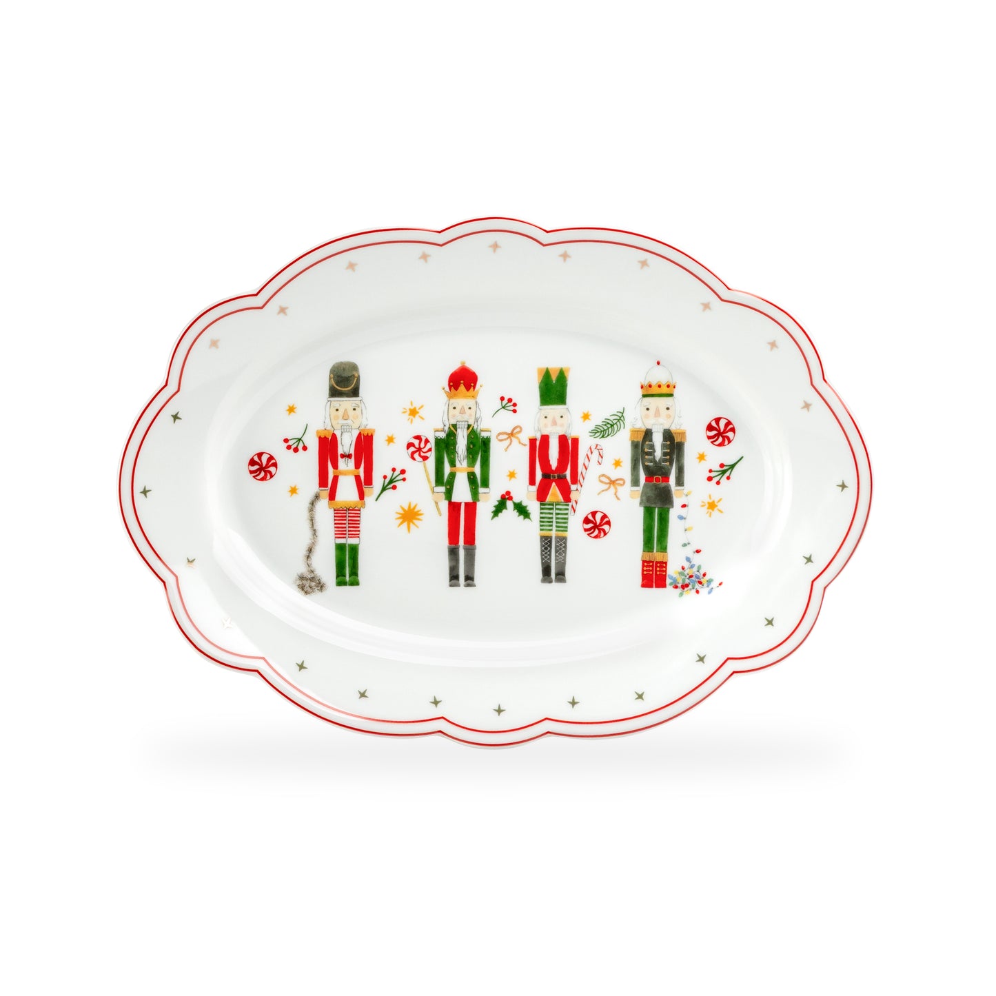 14" Holiday Royal Nutcrackers Fine Porcelain Oval Serving Platter
