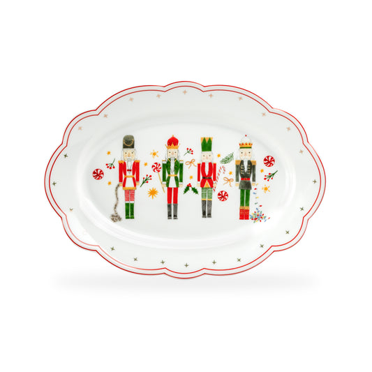 14" Holiday Royal Nutcrackers Fine Porcelain Oval Serving Platter