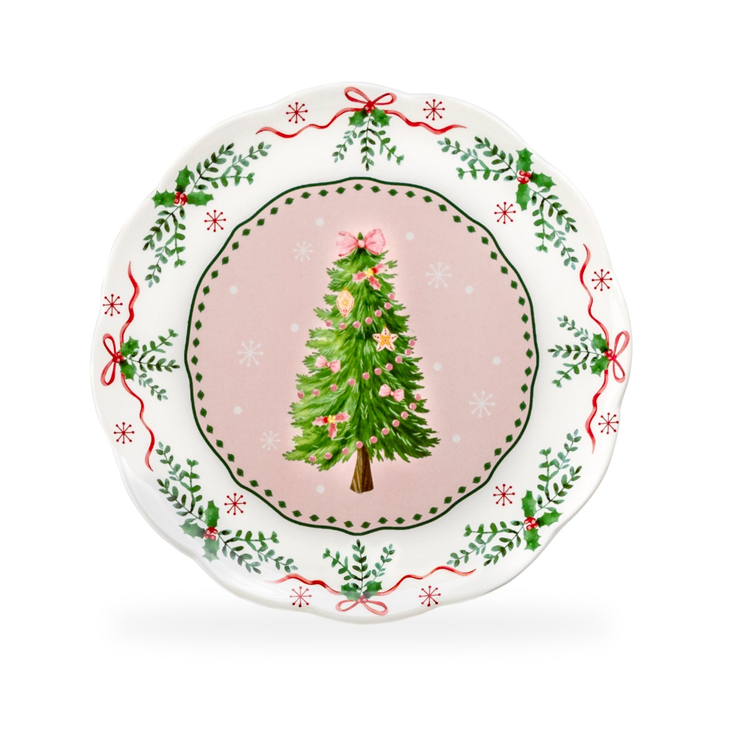 Christmas Tree Pink Dessert/Dinner Plate