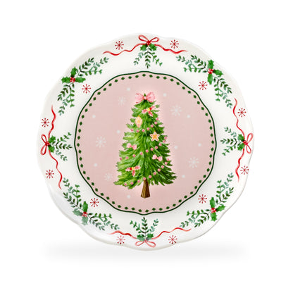 Christmas Tree Pink Dessert/Dinner Plate